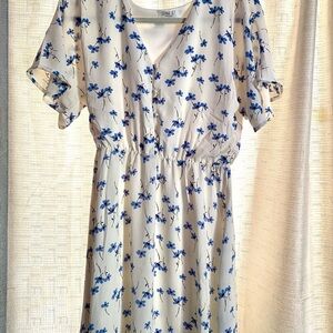 Sienna Sky Gray Puff Sleeve V-Neck Sundress